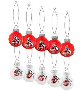 1. FC Köln - Weihnachtsbaumkugeln "Rut un wieß" 10er Set